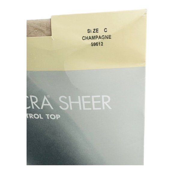 Casual Corner Silky Lycra Sheer Control Top Vintage Pantyhose Size C Champagne - Picture 2 of 4